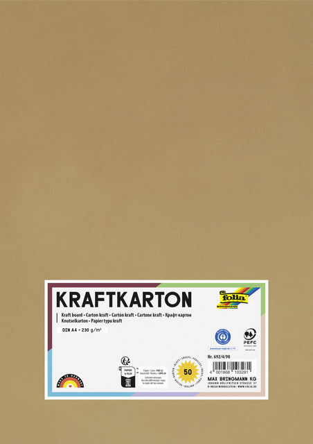 Papier kraft Folia A4 230g 50 feuilles