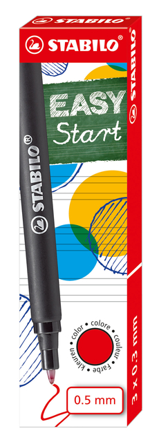 Recharge Roller STABILO Easy Original Medium rouge boîte 3 pièces