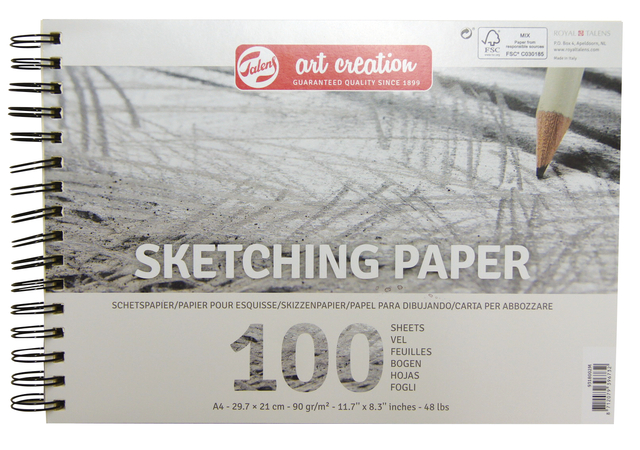 Papier esquisse Talens Art Creation A4 90g 100 feuilles gris