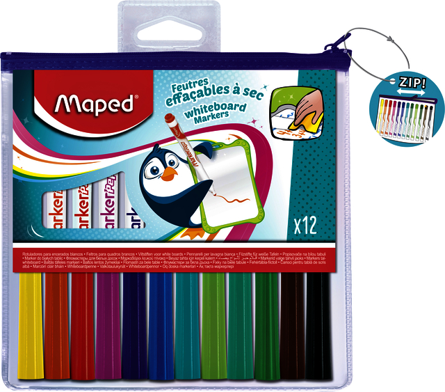 Feutre tableau blanc Maped Marker'Peps set 12 couleurs