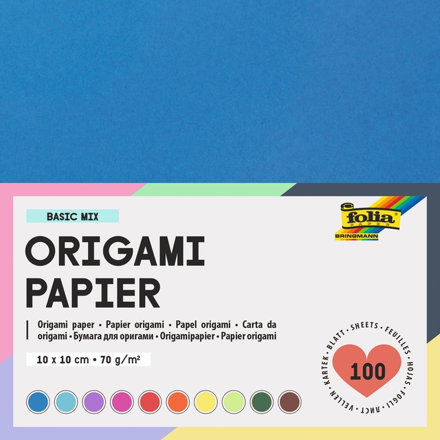 Feuilles de pliage Folia 70g 10x10cm assorti 100 feuilles