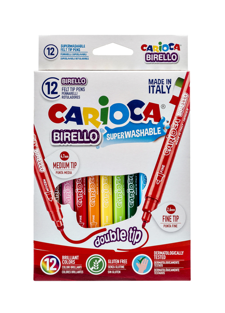 Feutre Carioca Birello double pointe assorti set 12 pièces
