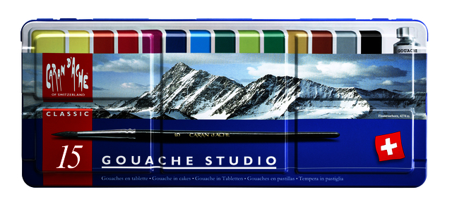 Gouache Caran d'Ache boîte de 15 couleurs