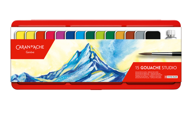 Gouache Caran d'Ache boîte de 15 couleurs