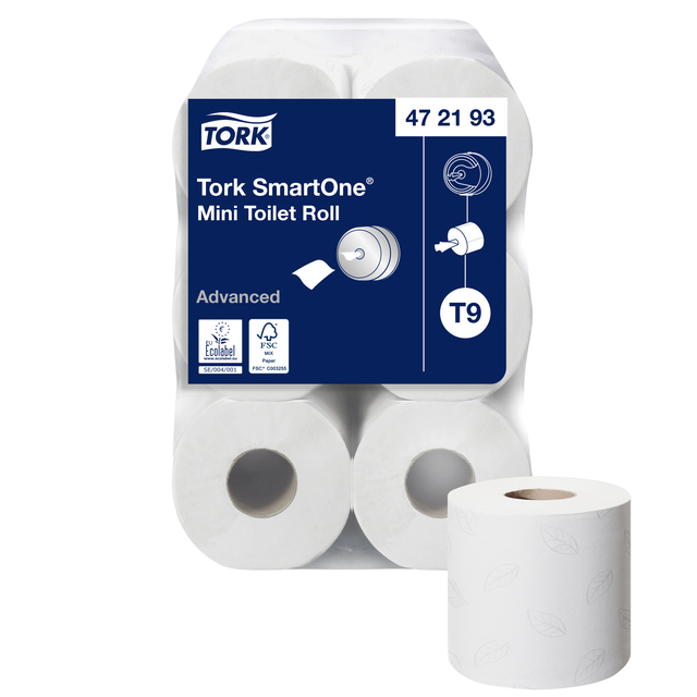 Toiletpapier Tork T9 Advanced SmartOne 2-laags 112m wit 472193