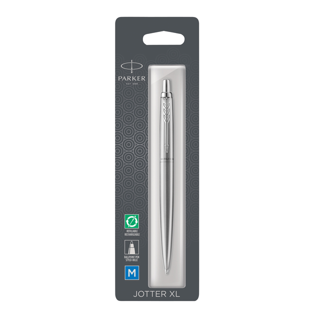 Stylo bille Parker Jotter XL Monochrome Stainless Steel Medium blister