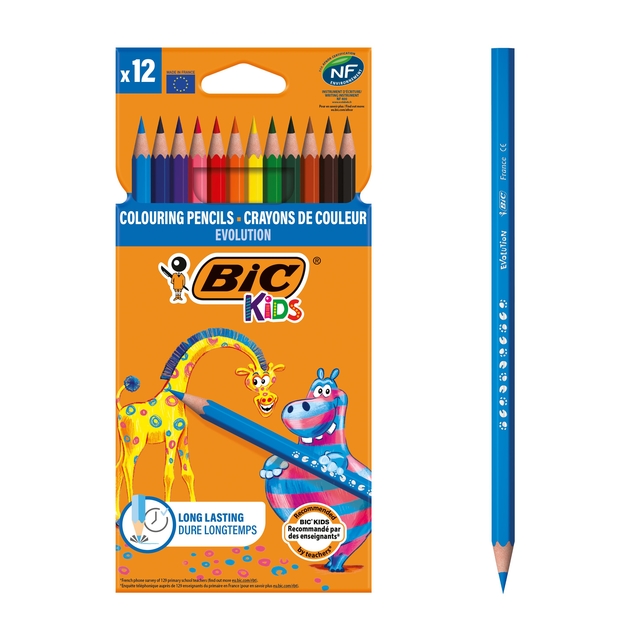 Kleurpotloden BicKids Evolution assorti etui à 12 stuks