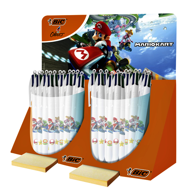 Stylo bille Bic 4 couleurs Mario Kart présentoir 40 pièces