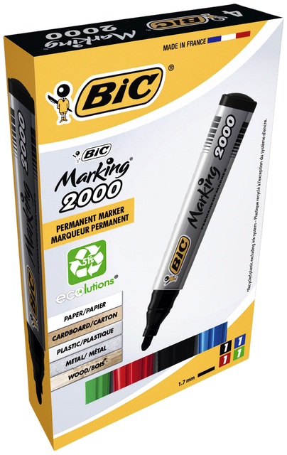 Feutre BIC 2000 ECOlutions ogive Large assorti boîte 4 pièces