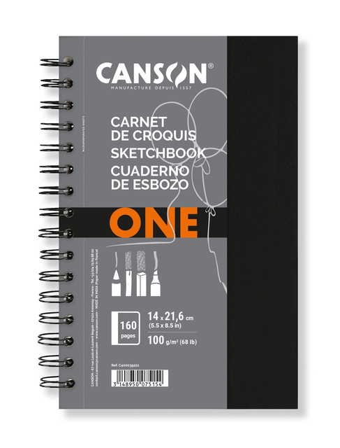 Schetsboek Canson Art Book One spiraalgebonden 80vel 100gr 140x216mm wit