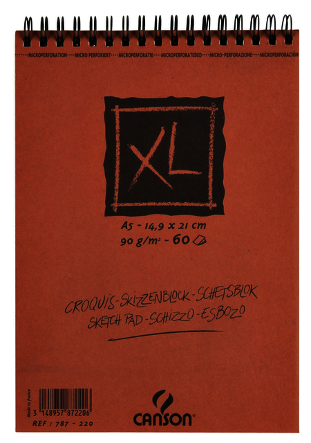 Bloc à croquis Canson XL Sketch A5 60 feuilles 90g blanc ivoire