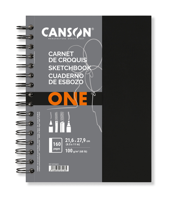 Carnet de croquis Canson Art Book One spirale 216x279mm 80 feuilles blanches 100g