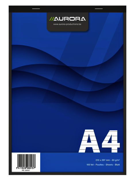 Bloc-notes Aurora A4 ligné 100 feuilles 60g assorti