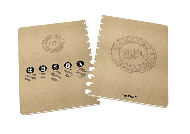 Cahier ADOC BIO A4 carreau 4x8mm 144 pages 90g kraft