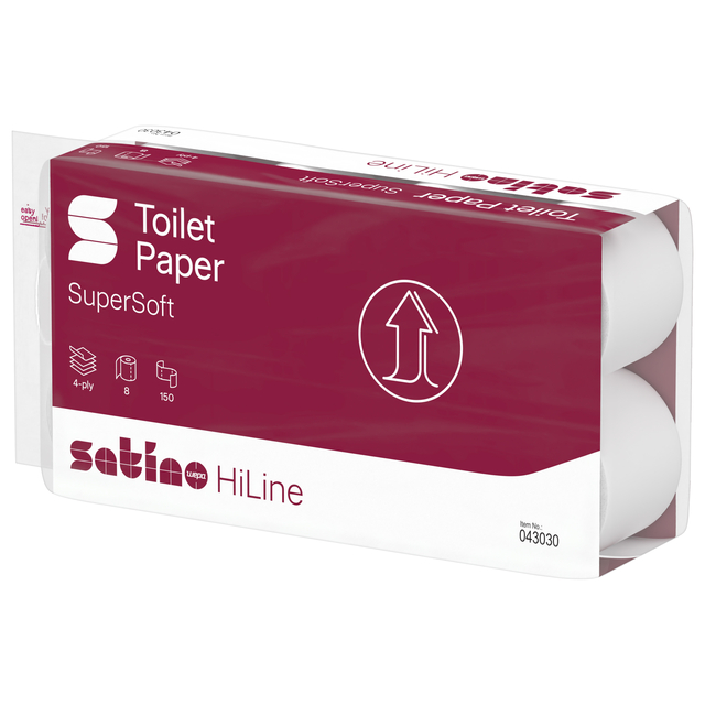 Papier toilette Satino HiLine MT1 043030 4 épaisseurs 8x 150 feuilles blanc