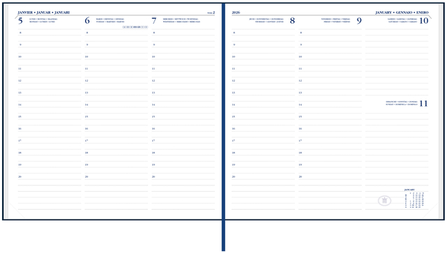 Agenda 2026 Ryam Mundior Carré Mundior 7 jours/2 pages noir