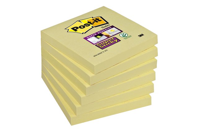 Bloc-mémos Post-it 654 Super Sticky 76x76mm jaune