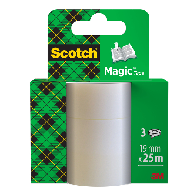 Ruban adhésif Scotch Magic 819 19mmx25m invisible 3 rouleaux
