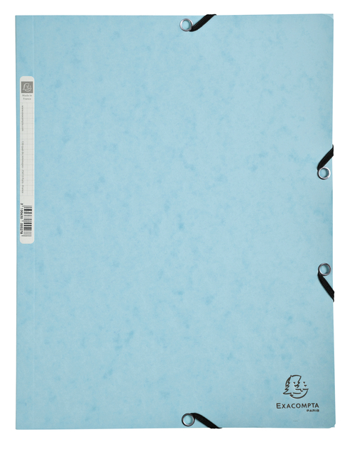 Chemise à élastique Exacompta Aquarel A4 3 rabats 400g carton lustré bleu