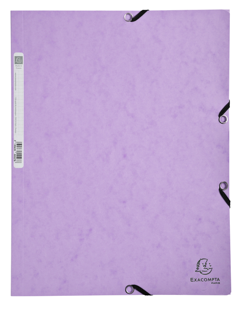 Chemise à élastique Exacompta Aquarel A4 3 rabats 400g carton lustré lilas