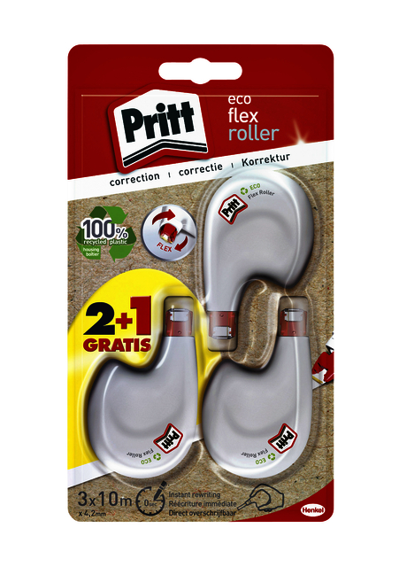 Correctieroller Pritt ECO Flex 4.2mmx10m blister 2+1 gratis
