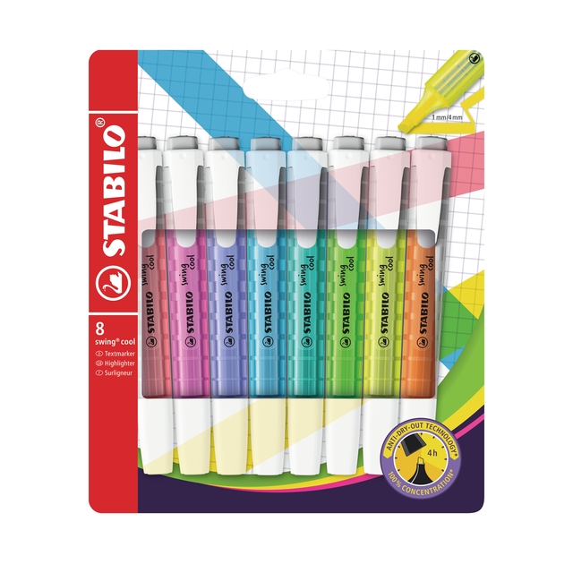 Surligneur STABILO Swing Cool 275/8 assorti étui 8 pièces
