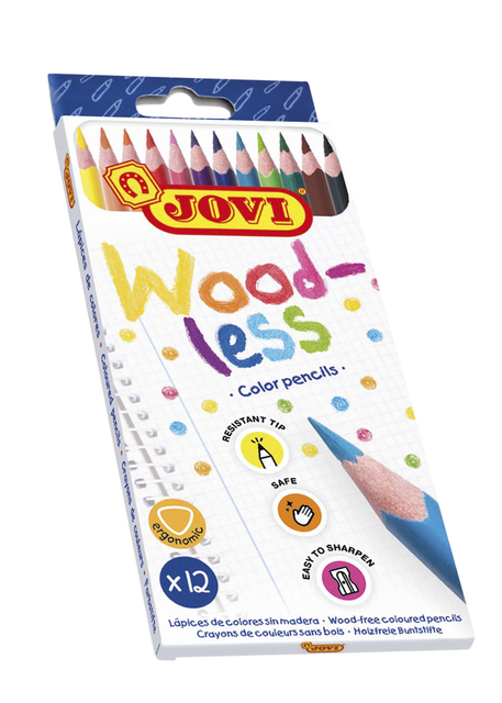 Crayons de couleur Jovi sans bois assorti étui 12 pièces