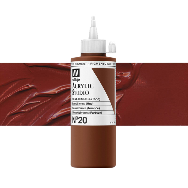 Acrylverf Acrylicos Vallejo Studio 200ml 20 gebrand sienna