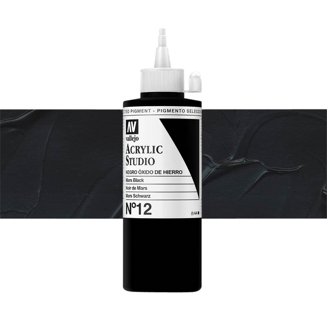 Acrylverf Acrylicos Vallejo Studio 200ml 12 mars zwart