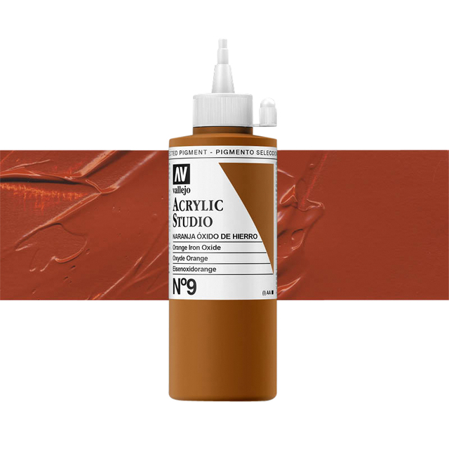 Acrylverf Acrylicos Vallejo Studio 200ml 9 oxyde oranje
