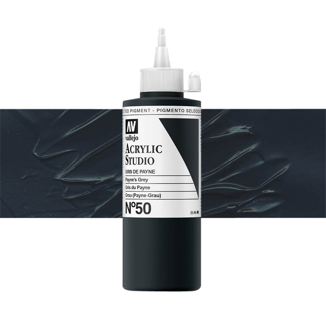Acrylverf Acrylicos Vallejo Studio 200ml 50 donker blauwgrijs