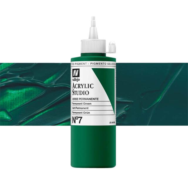 Acrylverf Acrylicos Vallejo Studio 200ml 7 permanent groen