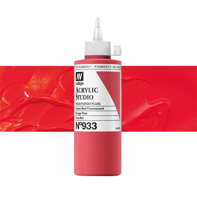 Acrylverf Acrylicos Vallejo Studio 200ml 933 fluor rood