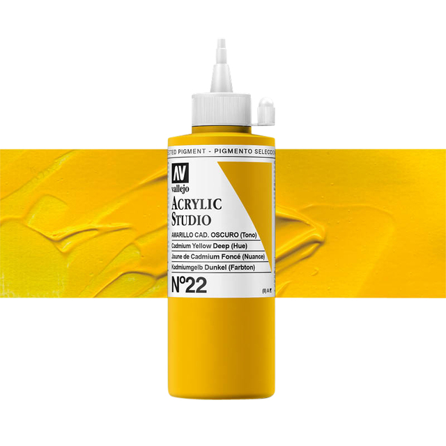 Acrylverf Acrylicos Vallejo Studio 200ml 22 cad donkergeel