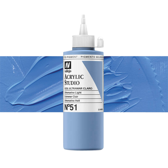 Acrylverf Acrylicos Vallejo Studio 200ml 51 licht ultramarijn