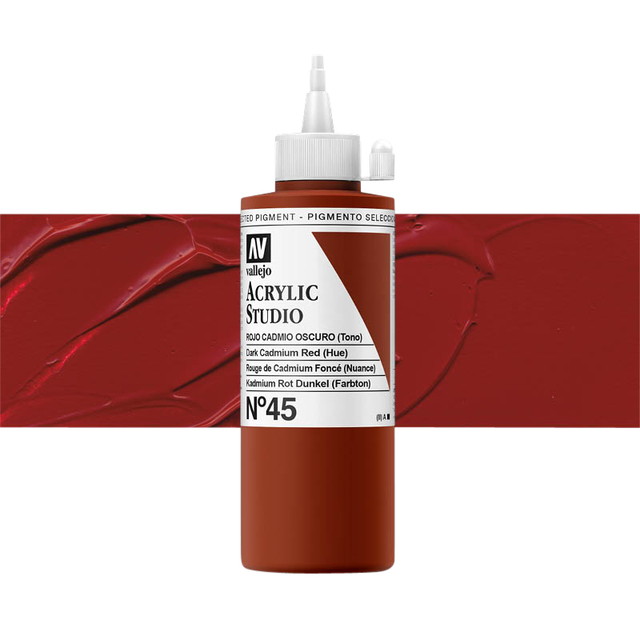 Acrylverf Acrylicos Vallejo Studio 200ml 45 cad donkerrood