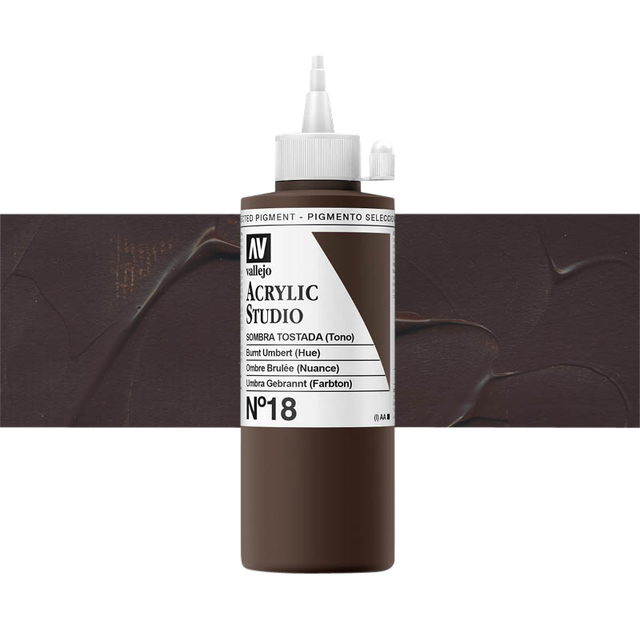 Acrylverf Acrylicos Vallejo Studio 200ml 18 gebrand omber