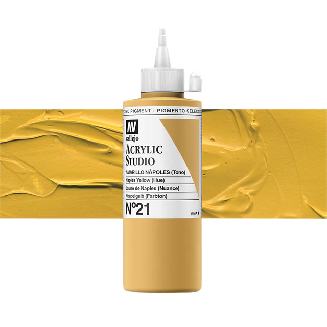 Acrylverf Acrylicos Vallejo Studio 200ml 21 napels geel