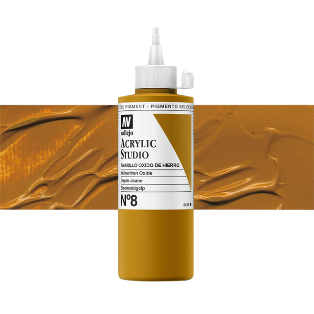 Acrylverf Acrylicos Vallejo Studio 200ml 8 mars geel