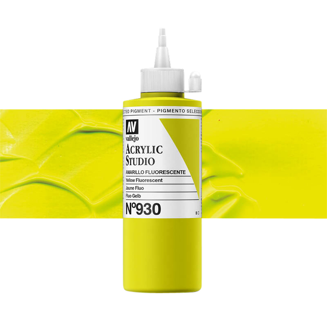 Acrylverf Acrylicos Vallejo Studio 200ml 930 fluor geel
