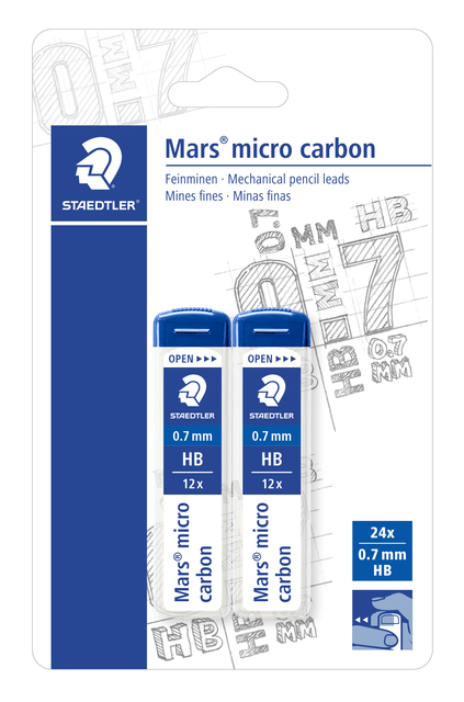 Mine portemine Staedtler Mars Carbon Micro 0,7mm HB blister 2 pièces
