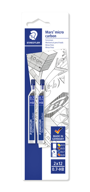 Mine portemine Staedtler Mars Carbon Micro 0,7mm HB blister 2 pièces
