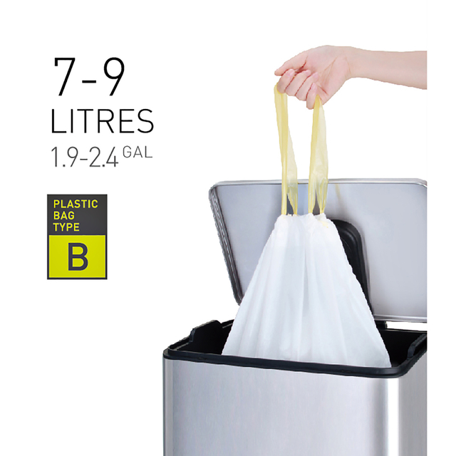 Sac poubelle EKO MDPE type B avec lien coulissant 40x45cm 7-9L blanc 25 pièces