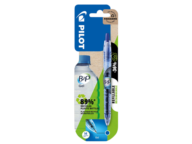 Stylo gel PILOT B2P Begreen Medium bleu 1 pièce