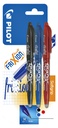 Rollerpen PILOT friXion medium assorti blister à 3 stuks