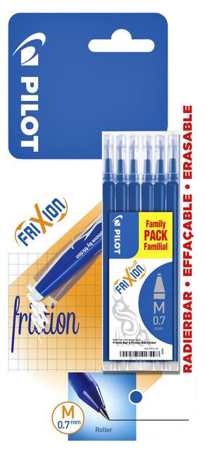 Recharge roller PILOT FriXion Medium bleu blister 6 pièces