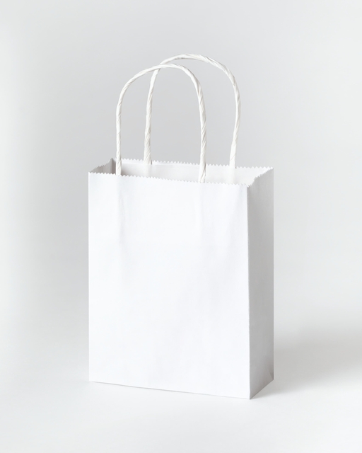 Sac en papier avec poignées 110g 12x15x5,5cm kraft blanc 20 pièces