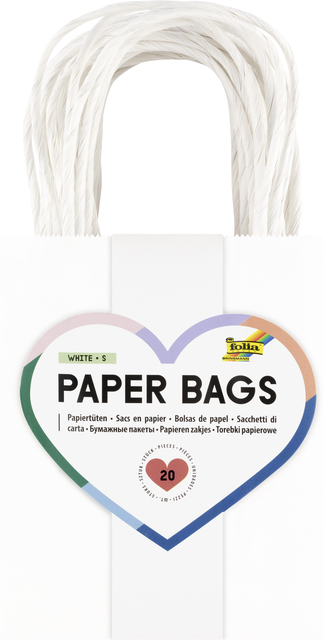 Sac en papier avec poignées 110g 12x15x5,5cm kraft blanc 20 pièces