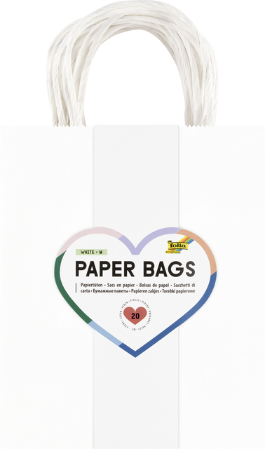 Tas met handvat Folia kraftpapier 110gr 18x21x8cm 20 stuks wit