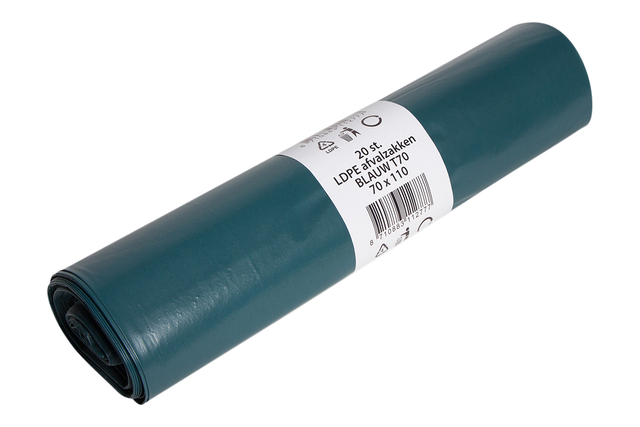 Afvalzak Powersterko LDPE T70R 70x110cm 120L blauw